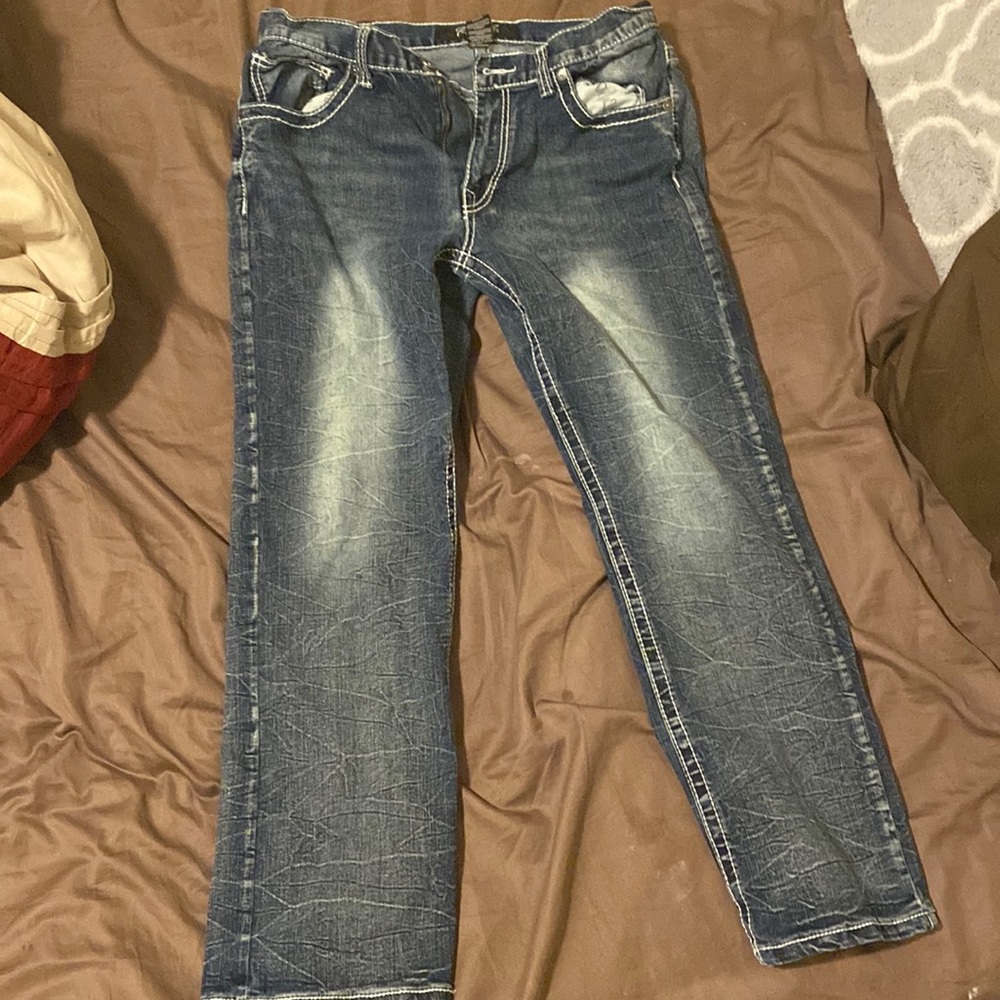 mens true luck blue jeans